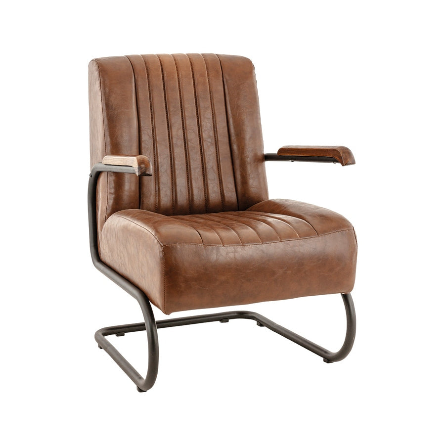 Fauteuil Dune — fauteuil de lounge d'hôtel métal noir à accoudoirs bois
