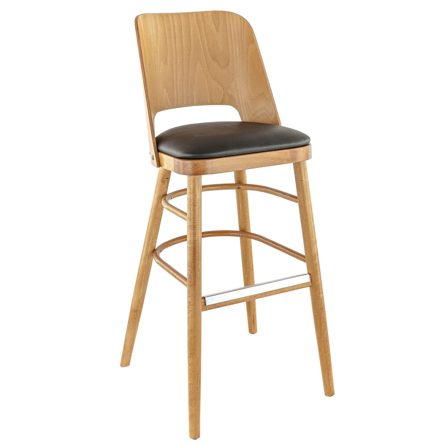 Tabouret Nils — tabouret de bar en hêtre à repose-pieds renforcé de métal