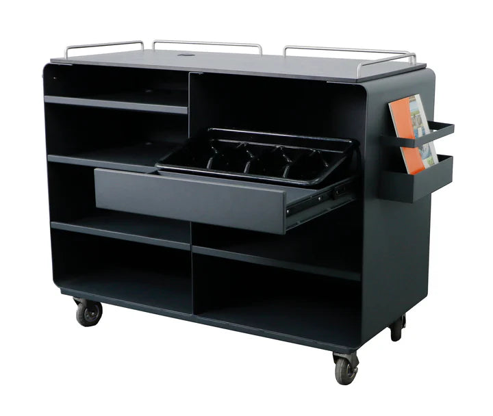 Chariot de service Buffet — chariot de restaurant à plateau HPL et tiroir à couverts