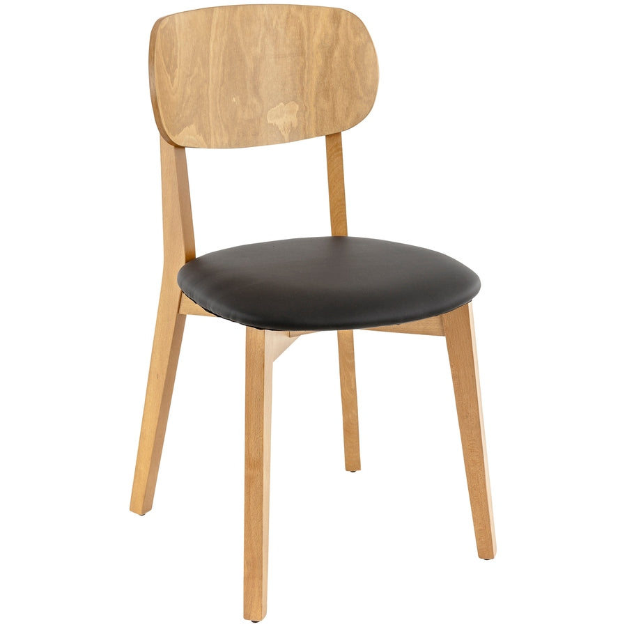 Chaise Julien — chaise scandinave de café en hêtre clair à dossier bois incurvé