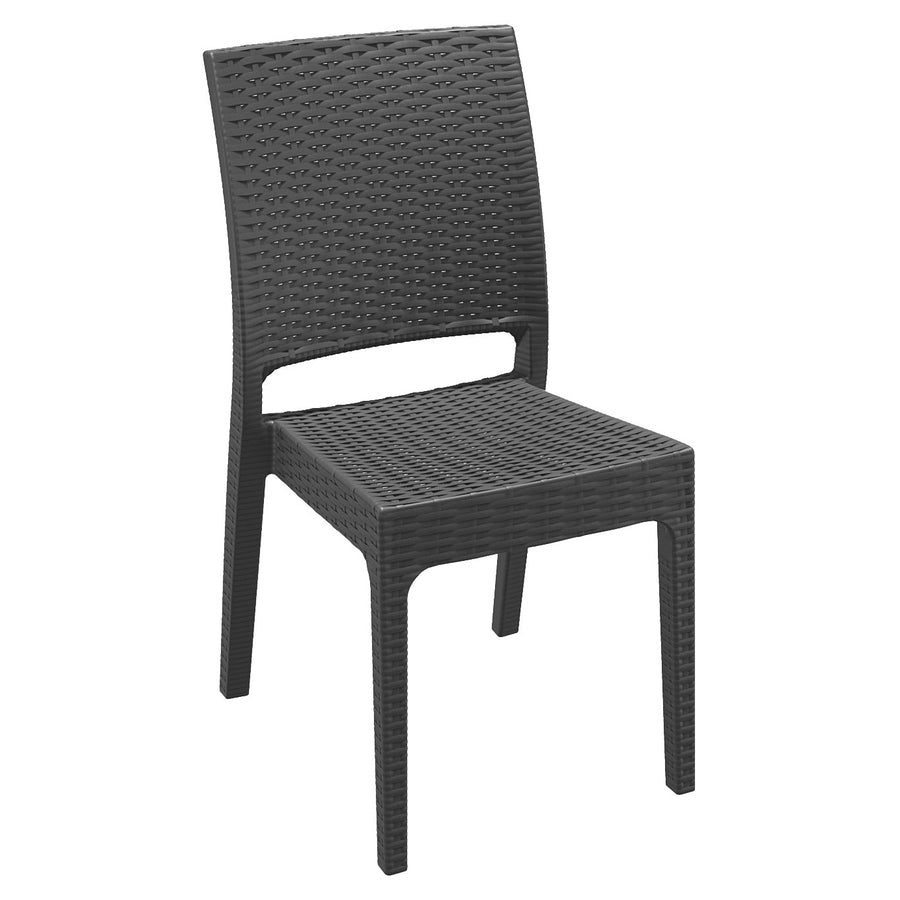 Chaise Carbone — chaise monobloc imitation rotin en finition sombre