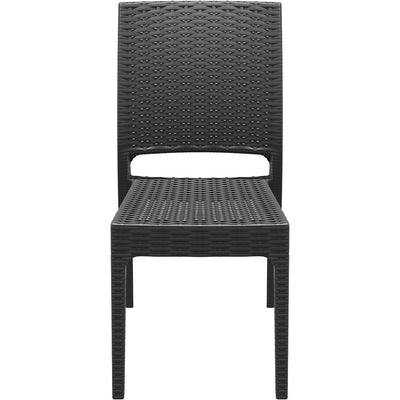 Chaise Carbone — chaise monobloc imitation rotin, coloris Gris foncé