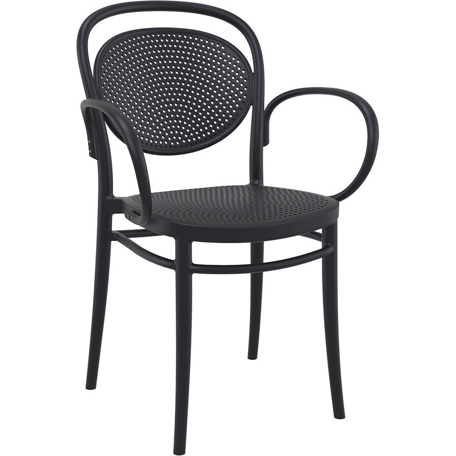 Fauteuil Onyx — fauteuil de terrasse monobloc à dossier ajouré et accoudoirs