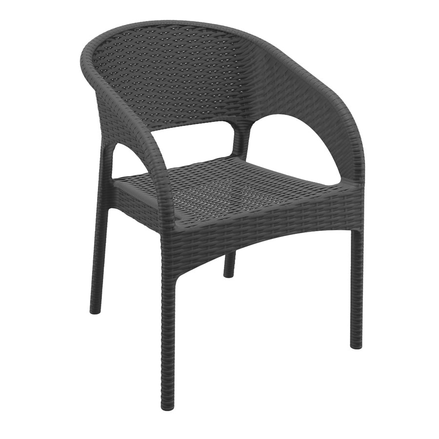 Fauteuil Zinc — fauteuil monobloc imitation rotin à accoudoirs pour terrasse