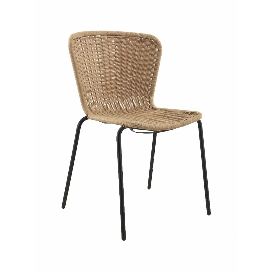 Chaise Capri — chaise de terrasse métal noir à tressage imitation rotin
