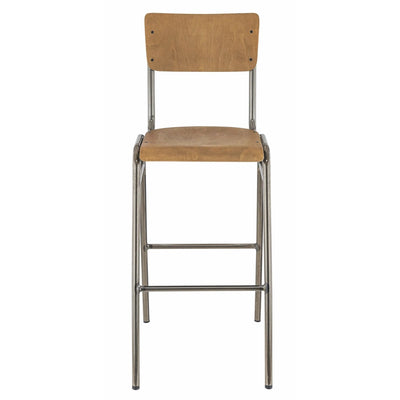 Tabouret Oxford — tabouret de bar industriel chromé, coloris Brun Vintage