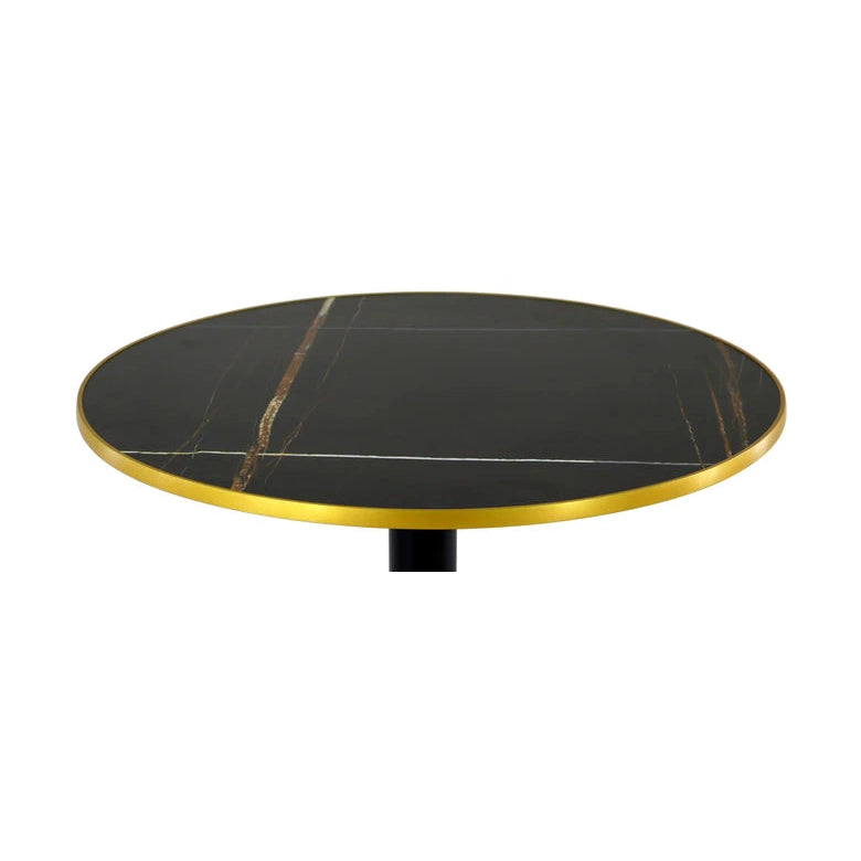 Plateau compact bistro rond — plateau HPL 12 mm à cerclage aluminium doré