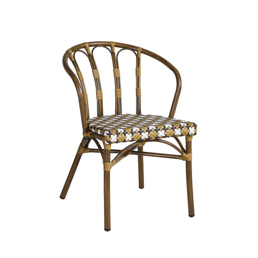 Chaise Miro — chaise de terrasse aluminium à dossier ajouré et tressage