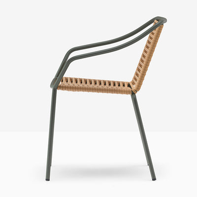 Fauteuil Philía vert et miel vue de profil