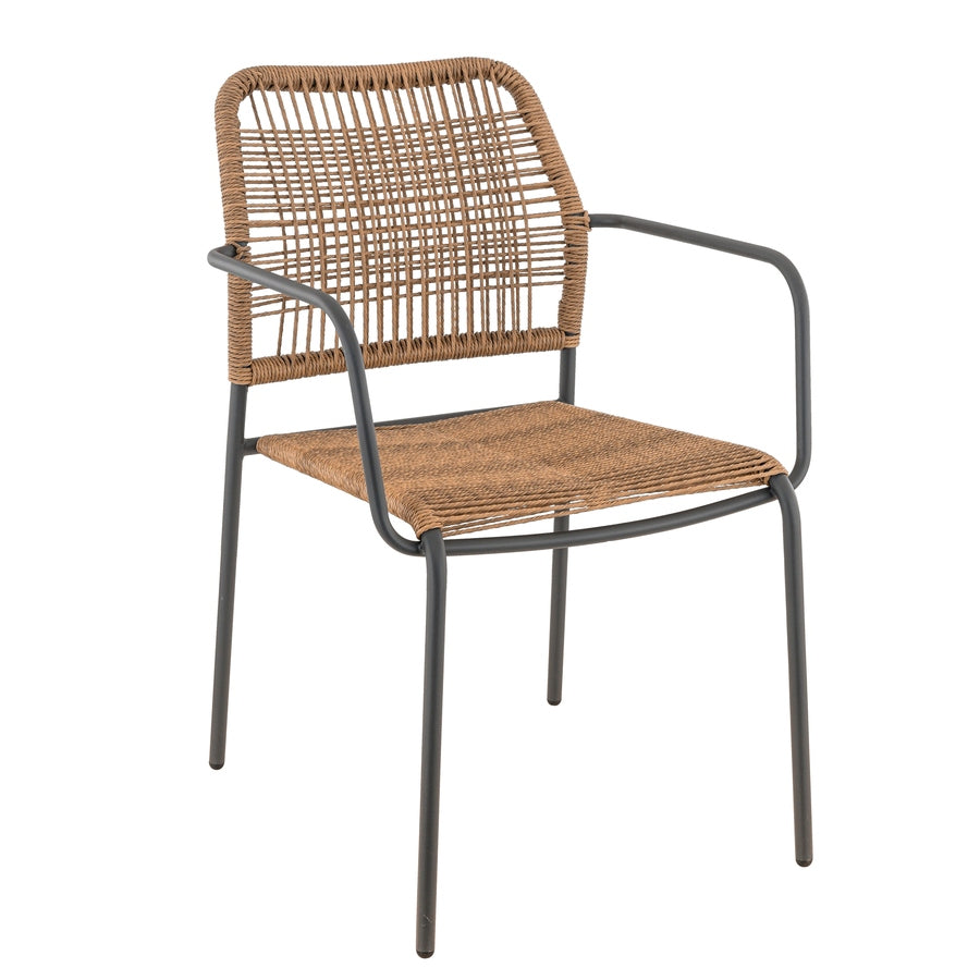 Fauteuil Frida — fauteuil de terrasse acier anthracite à tressage torsadé