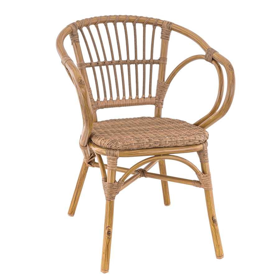 Fauteuil Liane — fauteuil de terrasse d'hôtel en tressage rotin sur aluminium