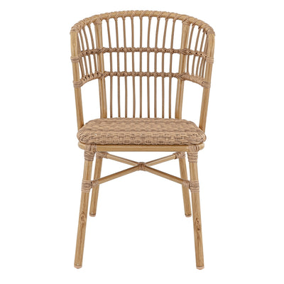 Chaise Faker — chaise de terrasse à dossier tonneau, coloris Rotin Noisette