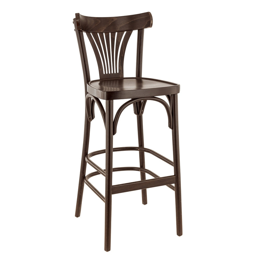 Tabouret Léon — tabouret de bistrot en hêtre à dossier ajouré en éventail