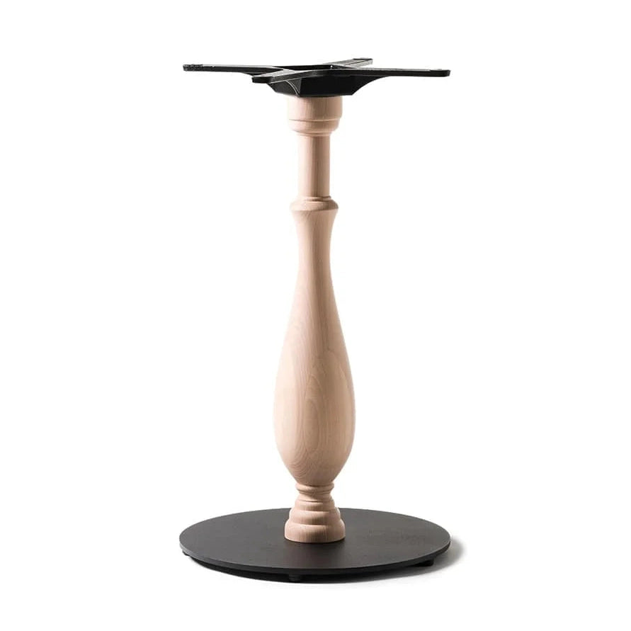 Piètement de table Victoria 73 cm — base fonte à colonne hêtre façonnée