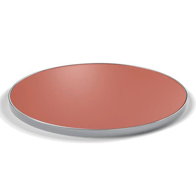 Plateau cerclage inox Deauville rond 27 mm — décor Brique, cerclage inox poli
