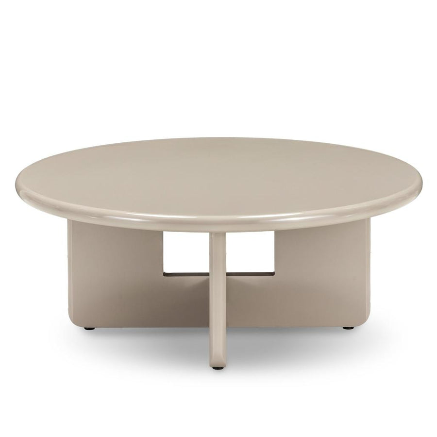 Table basse Larna Ø80 cm beige brillant — vue d'ensemble