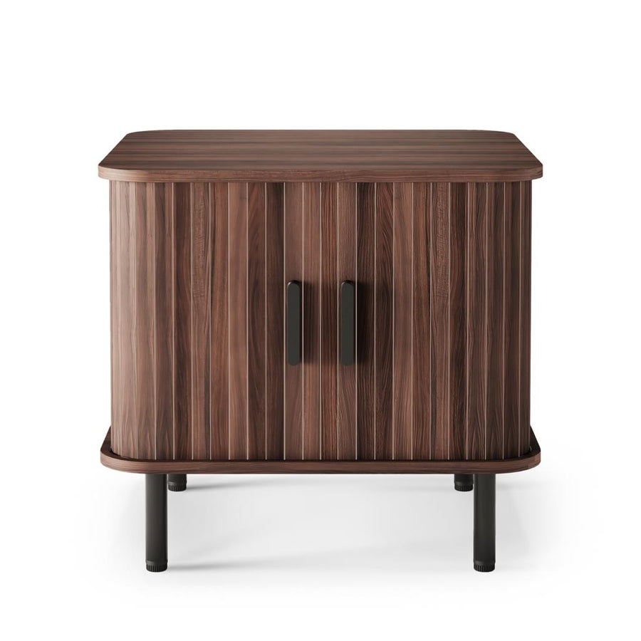 Table de chevet Epique à lamelles noyer — vue d'ensemble