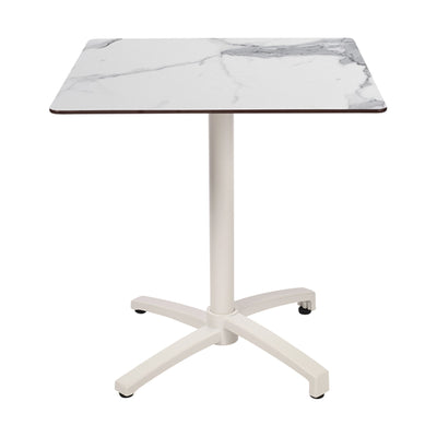 Table Kos Ezpeleta, structure blanc, plateau marbre blanc