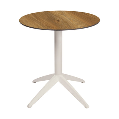 Table Quatro Fold ronde Ezpeleta structure Blanc, plateau Chêne foncé