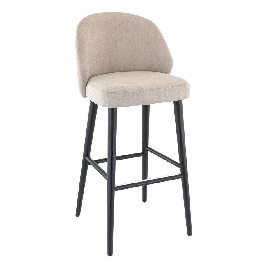 Tabouret Ilan — tabouret de bar en hêtre teinté noir à repose-pieds renforcé