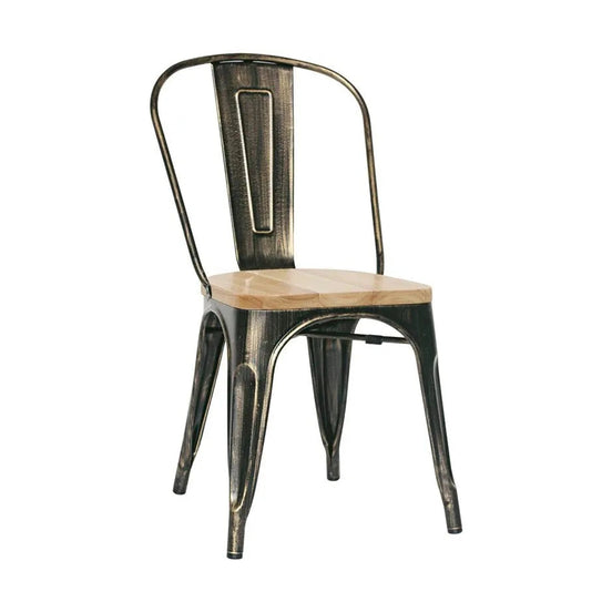 Chaise Brescia — chaise de bistrot vintage patinée à assise bois massif