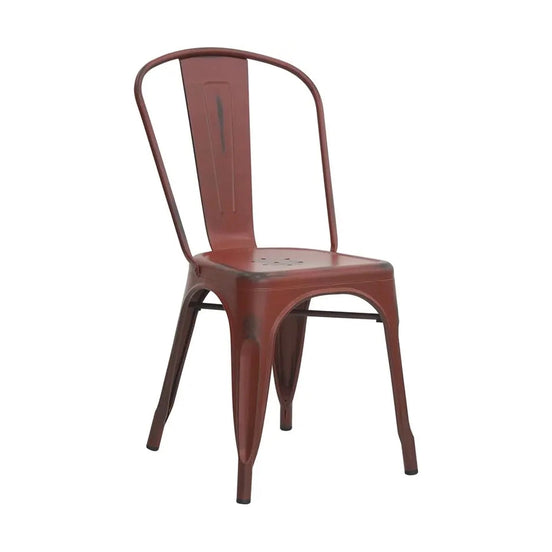 Chaise Rimini — chaise de brasserie métal peint vintage, coloris Rouge