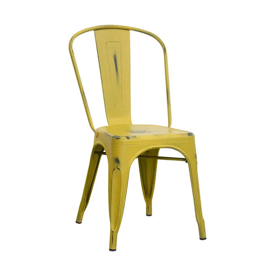 Chaise Rimini — chaise de bistrot à patine texturée, coloris Jaune