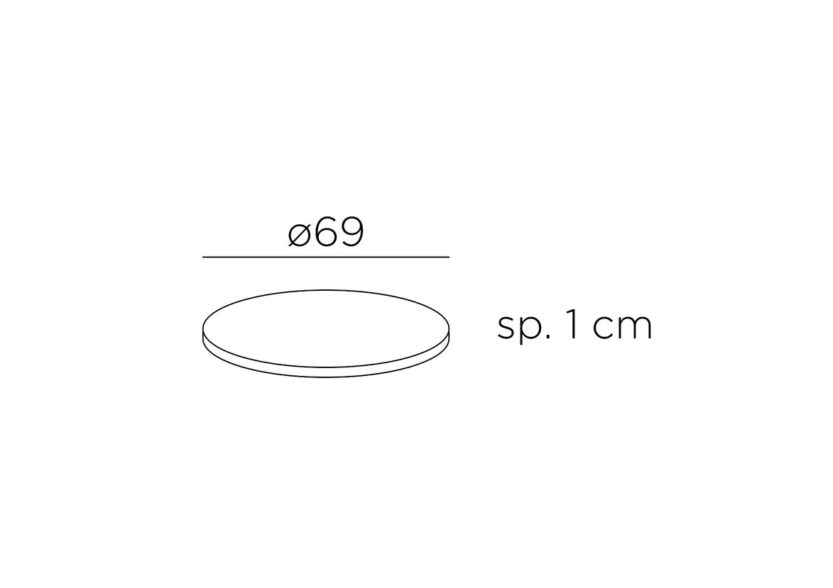 Plateau stratifié rond Nardi Ø70 – dimensions