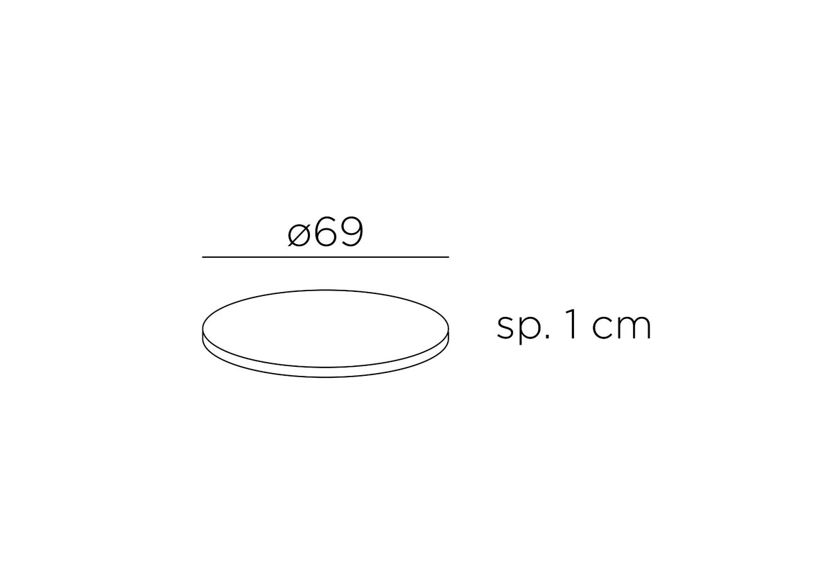 Plateau stratifié rond Nardi Ø70 – dimensions