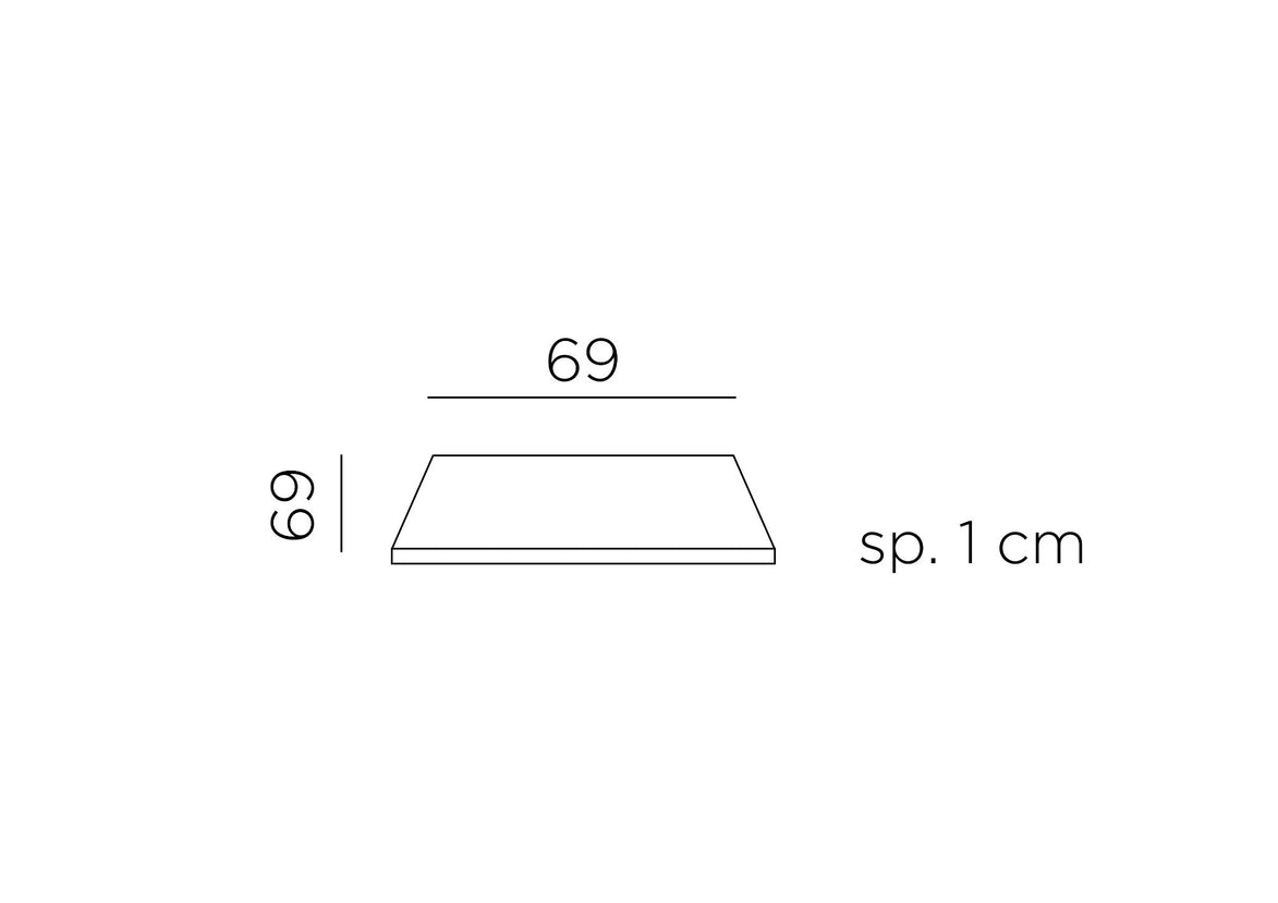 Plateau stratifié carré Nardi 70x70 – dimensions