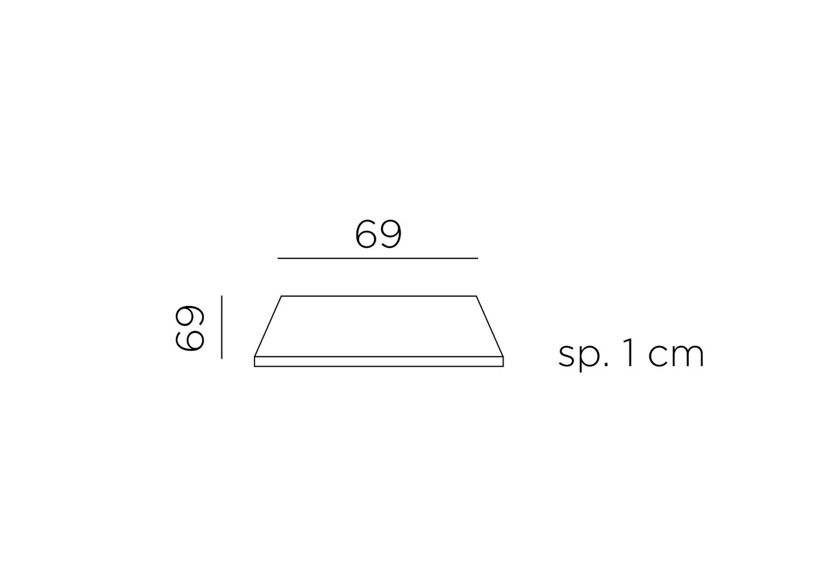 Plateau stratifié carré Nardi 70x70 – dimensions