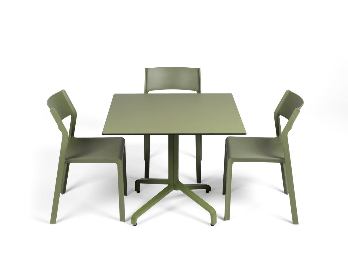 Plateau stratifié carré Nardi 90x90 sur piètement Frasca Maxi