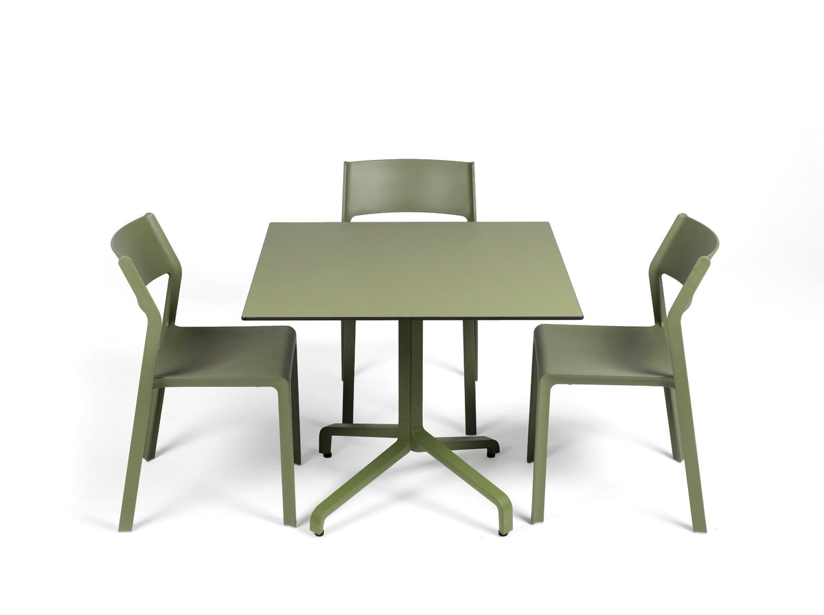 Plateau stratifié carré Nardi 90x90 sur piètement Frasca Maxi