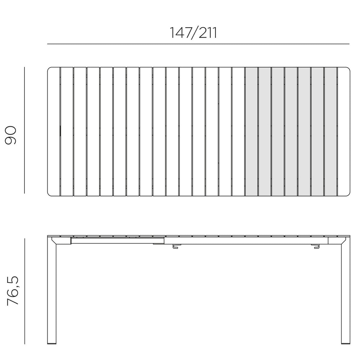 Table extensible Tevere 147 Nardi – dimensions
