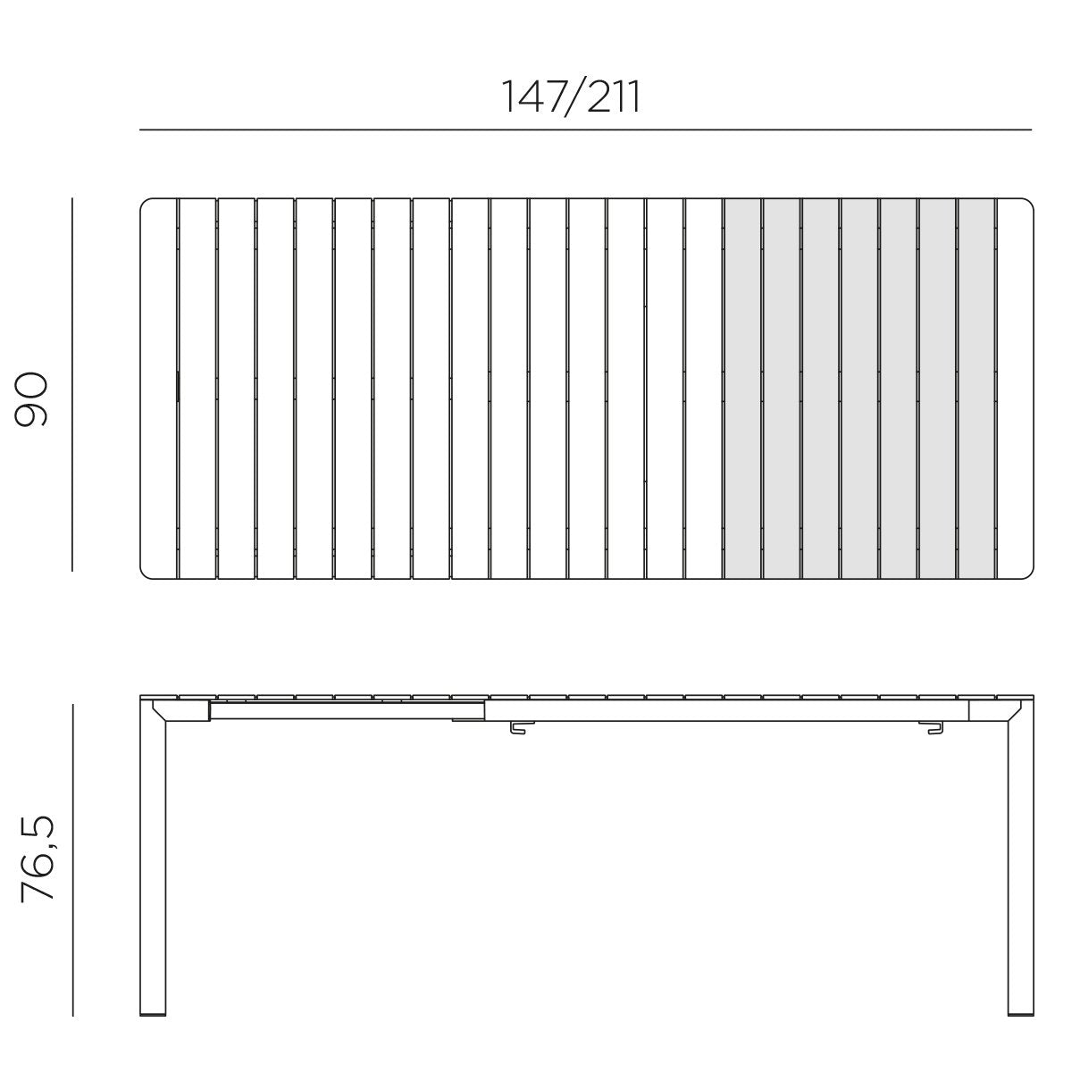Table extensible Tevere 147 Nardi – dimensions