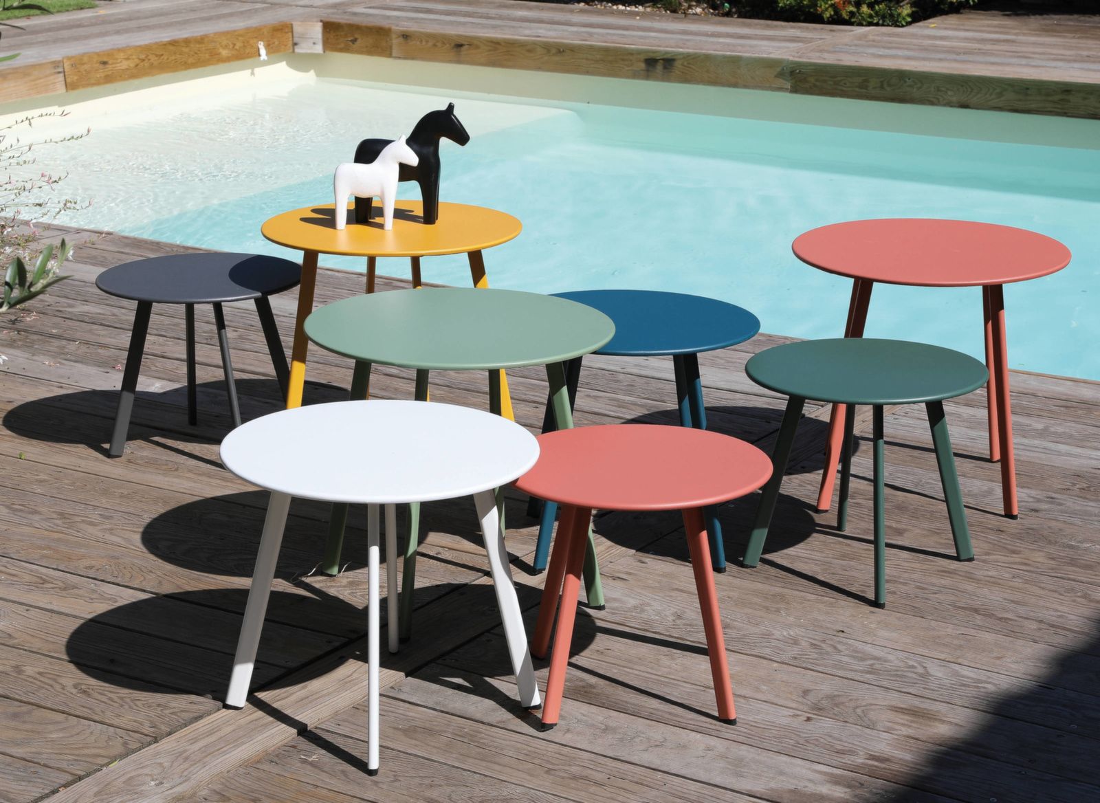 Lot de 3 tables basses Massaï Ø40, Ø45 et Ø50 cm