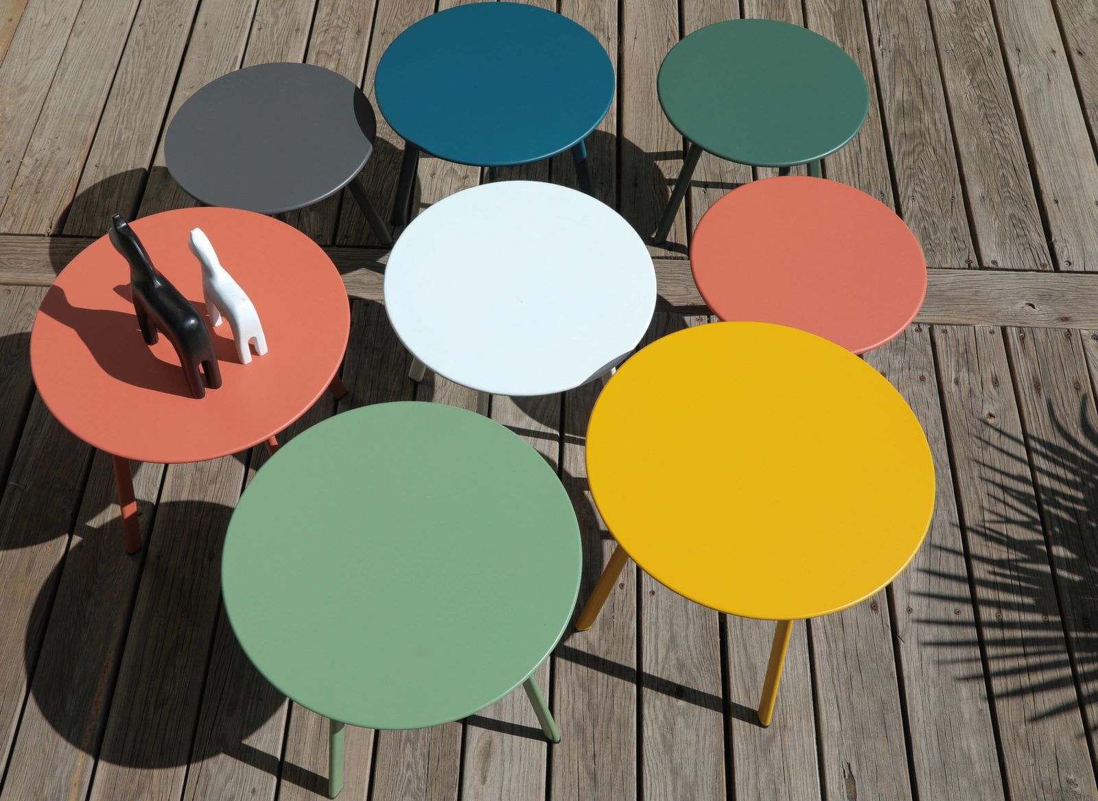 Lot de 3 tables basses Massaï Ø40, Ø45 et Ø50 cm