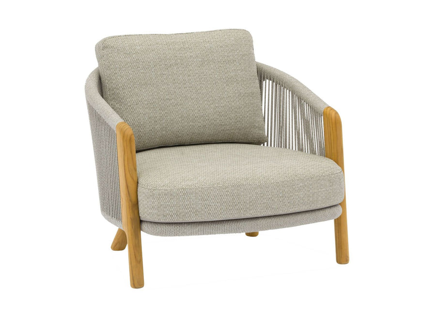 Fauteuil lounge Even — fauteuil de détente de terrasse à coussins généreux et teck FSC