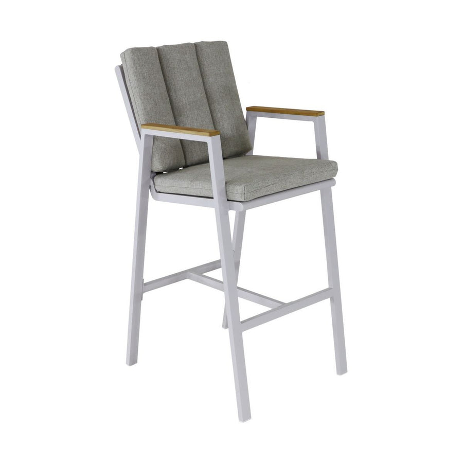 Tabouret Leather — tabouret de bar de terrasse à accoudoirs teck FSC et coussin déhoussable