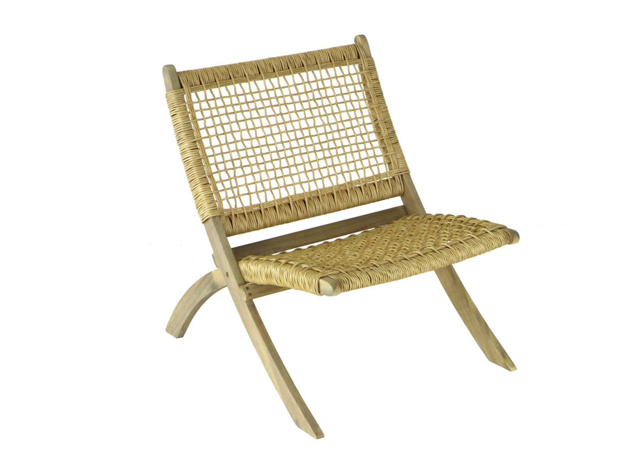 Fauteuil Sila — fauteuil de terrasse pliant en acacia FSC à assise wicker tressé