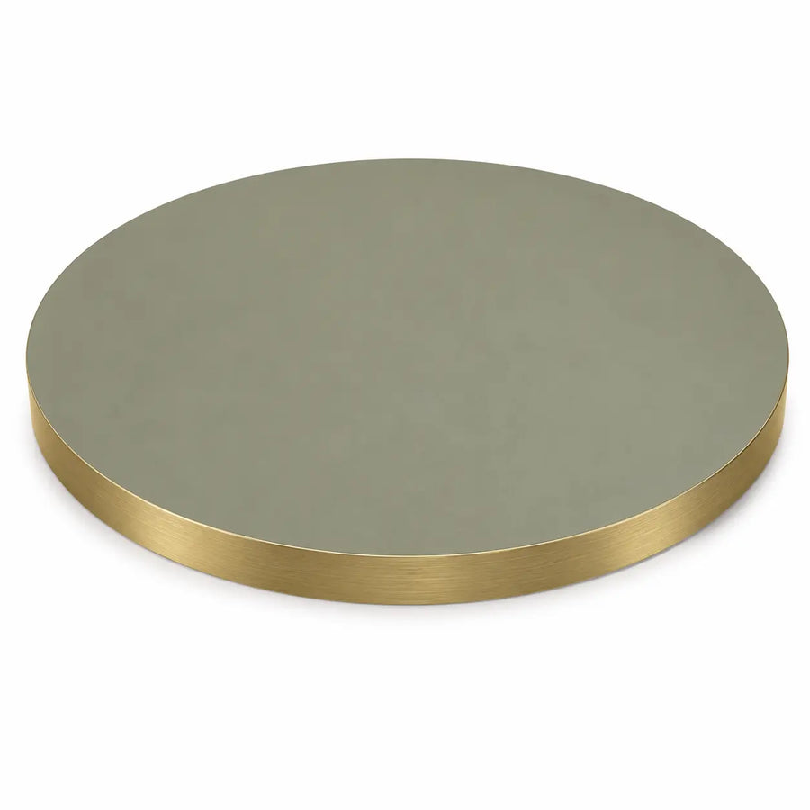 Plateau Capri rond chant PVC effet laiton — plateau de guéridon de brasserie