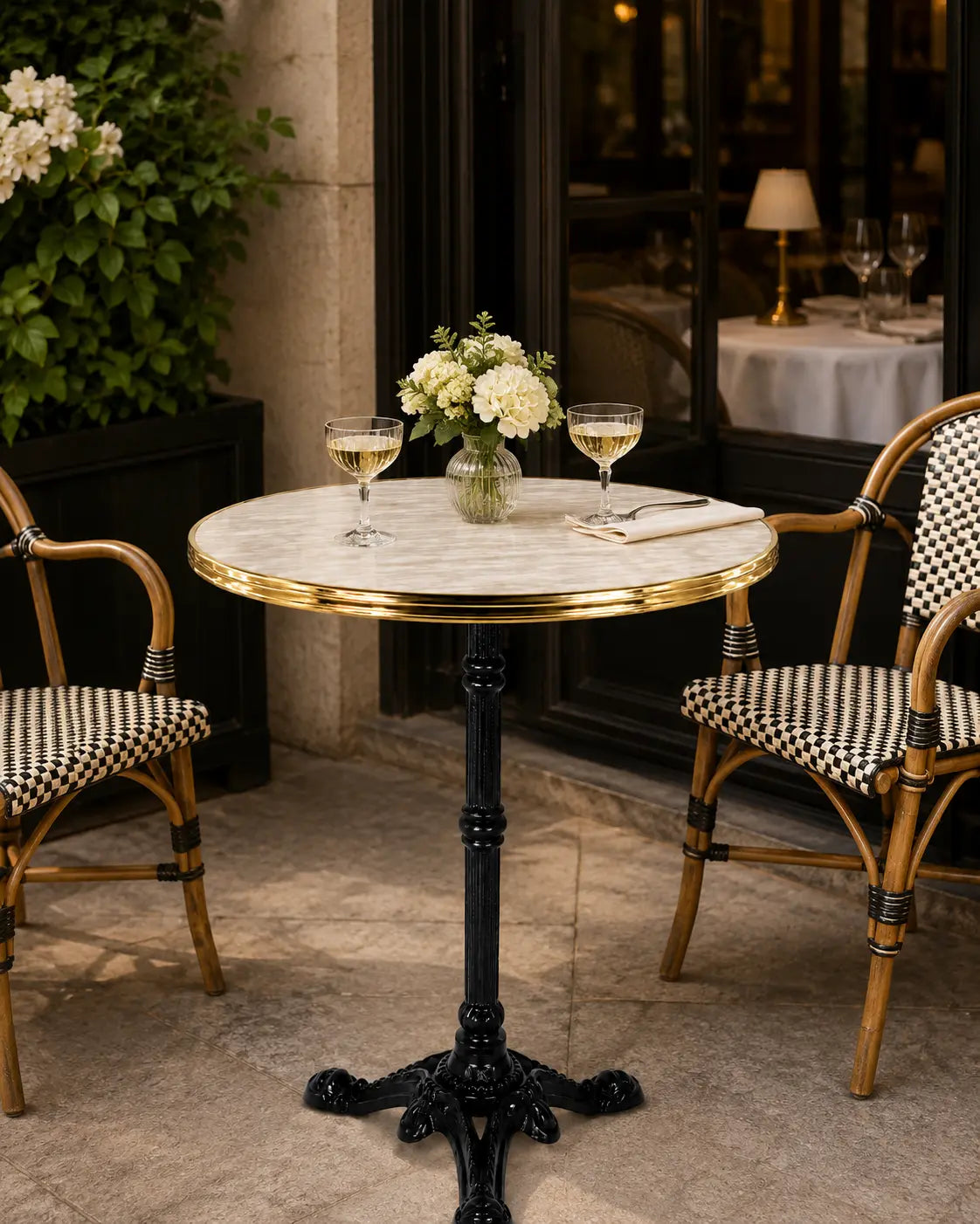 Table complète Monza - Cerclage laiton  Ø60 cm