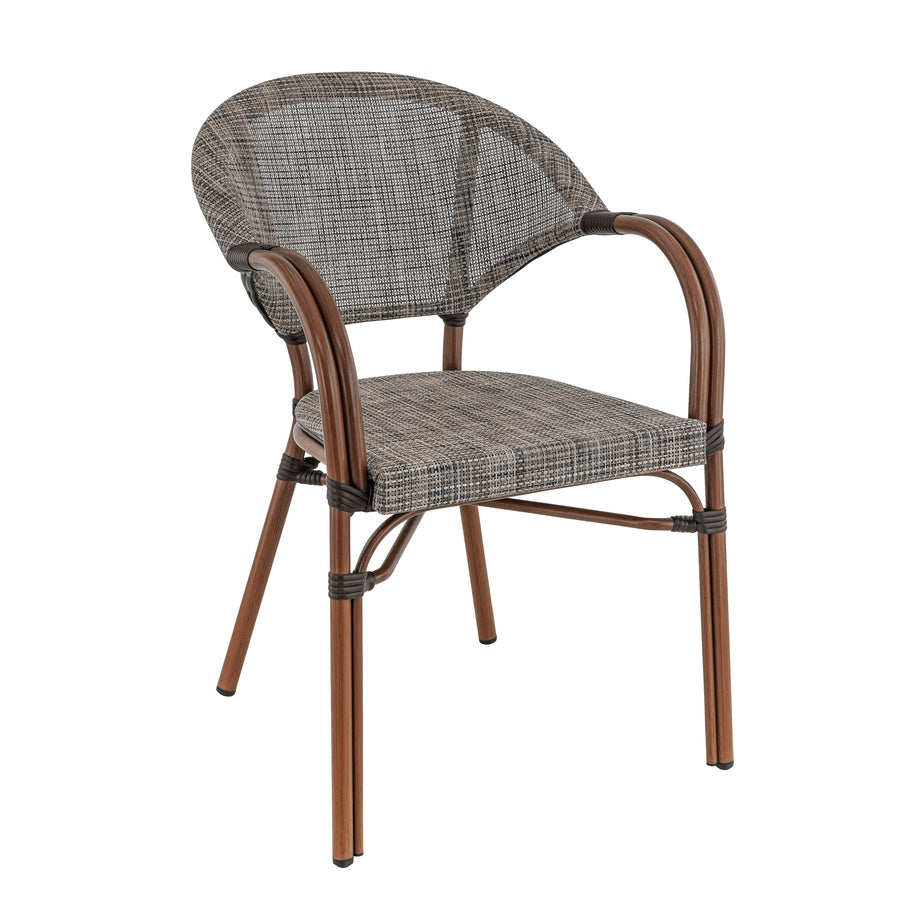 Fauteuil Mykonos — fauteuil de terrasse aluminium chestnut à Textilène respirant