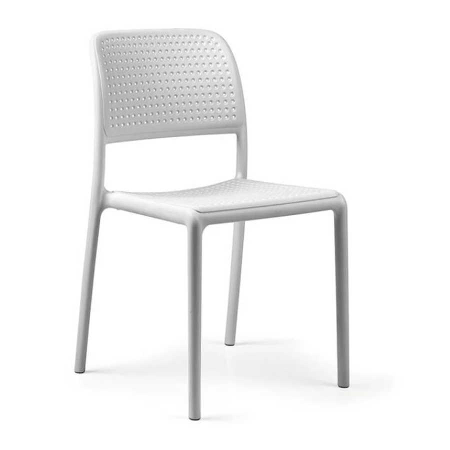 Bistrot Bora — chaise de terrasse à dossier plein arrondi et finition mate