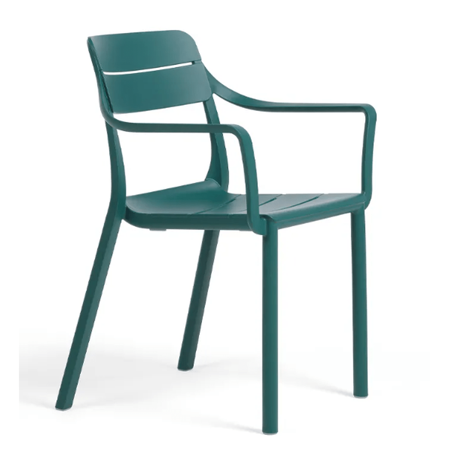 Fauteuil Cassia — fauteuil de terrasse monobloc à accoudoirs intégrés à la coque