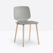 Chaise Babila grise, pieds frêne