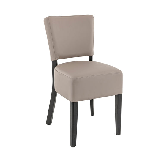 Chaise Cole — chaise de restaurant gastronomique à dossier haut tapissé et pieds bois