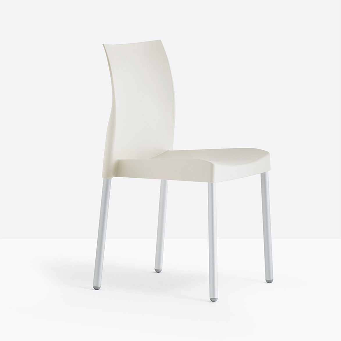 Chaise Ice Pedrali ivoire, pieds aluminium