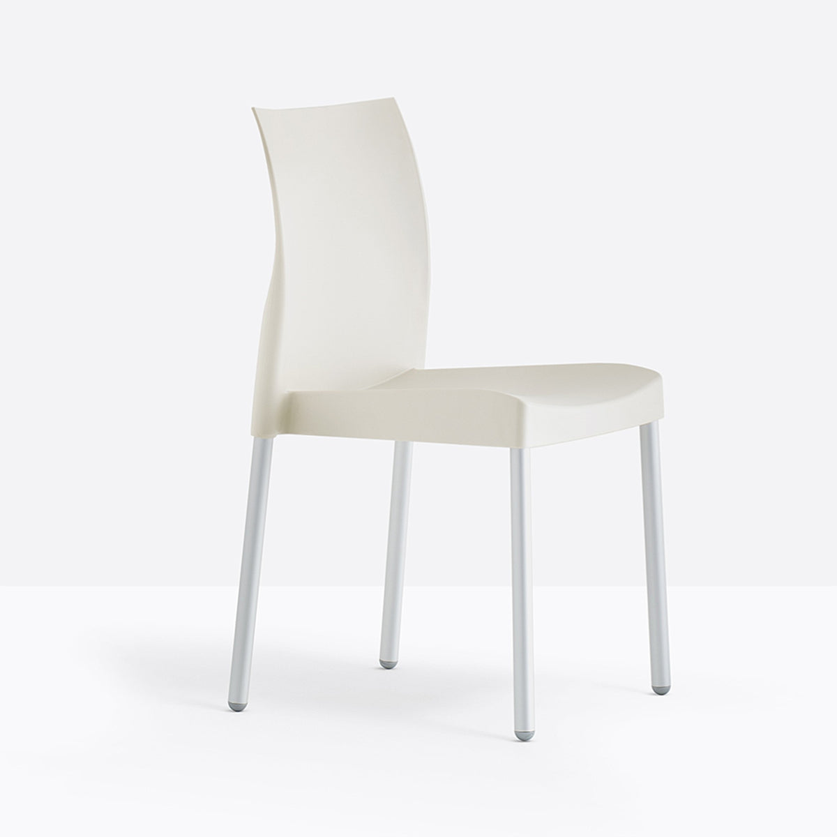 Chaise Ice Pedrali ivoire, pieds aluminium