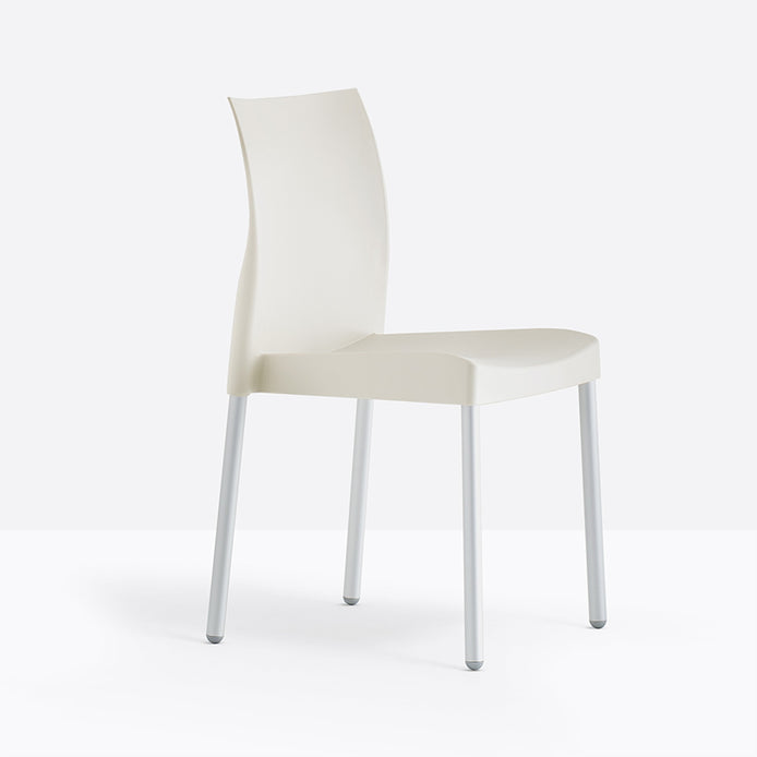 Chaise Ice Pedrali ivoire, pieds aluminium